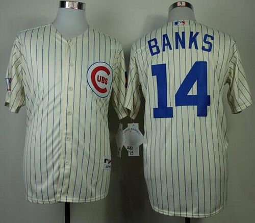 Cubs #14 Ernie Banks Cream 1969 Turn Back The Clock Stitched MLB Jersey - Click Image to Close